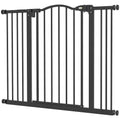 Adjustable Metal Pet Gate Safety Barrier 74-100cm with Auto-Close Door - Black