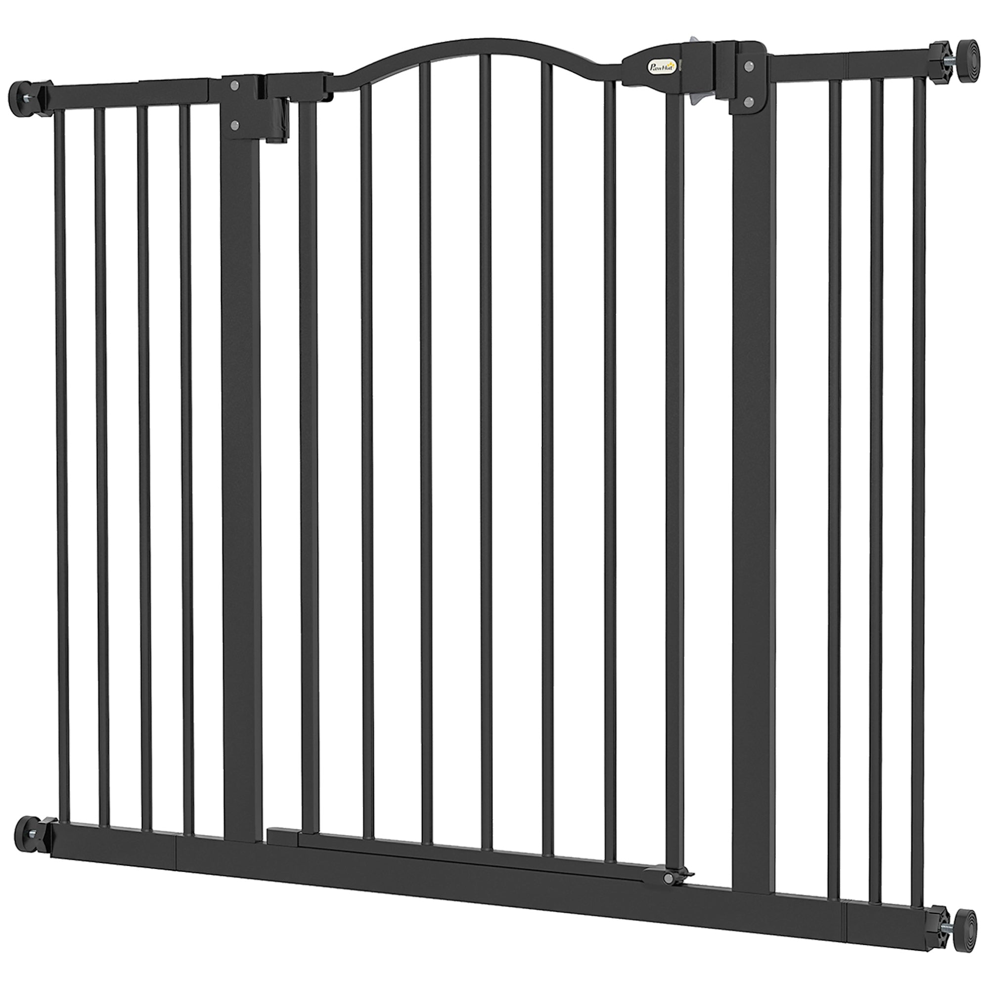 Metal 74-100cm Adjustable Pet Gate Safety Barrier w/ Auto-Close Door Black