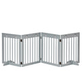 4 Panel Wooden Pet Gate Freestanding Folding Safety Fence 204cm x 61cm - Light Grey
