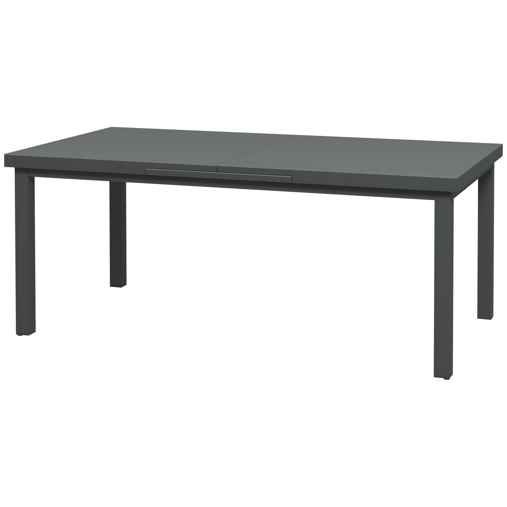 Aluminium Garden Table for 6-8, Extending Outdoor Dining Table Rectangle for Lawn Balcony - Charcoal Grey