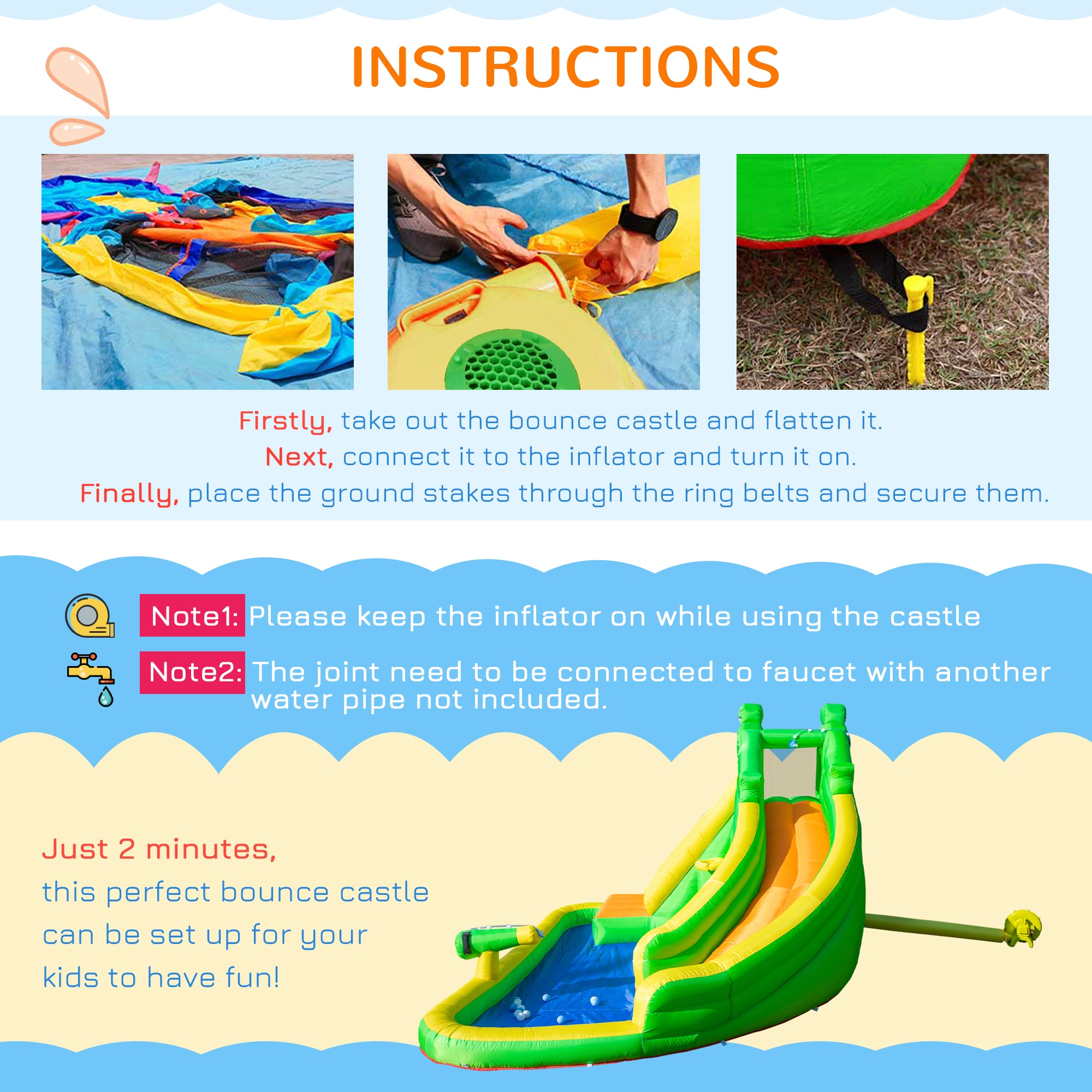 5 in 1 Kids Bouncy Castle Large Crocodile Style Inflatable House Slide Basket Water Pool Climbing Wall for Kids Age 3-8, 3.85 x 2.85 x 2.25m