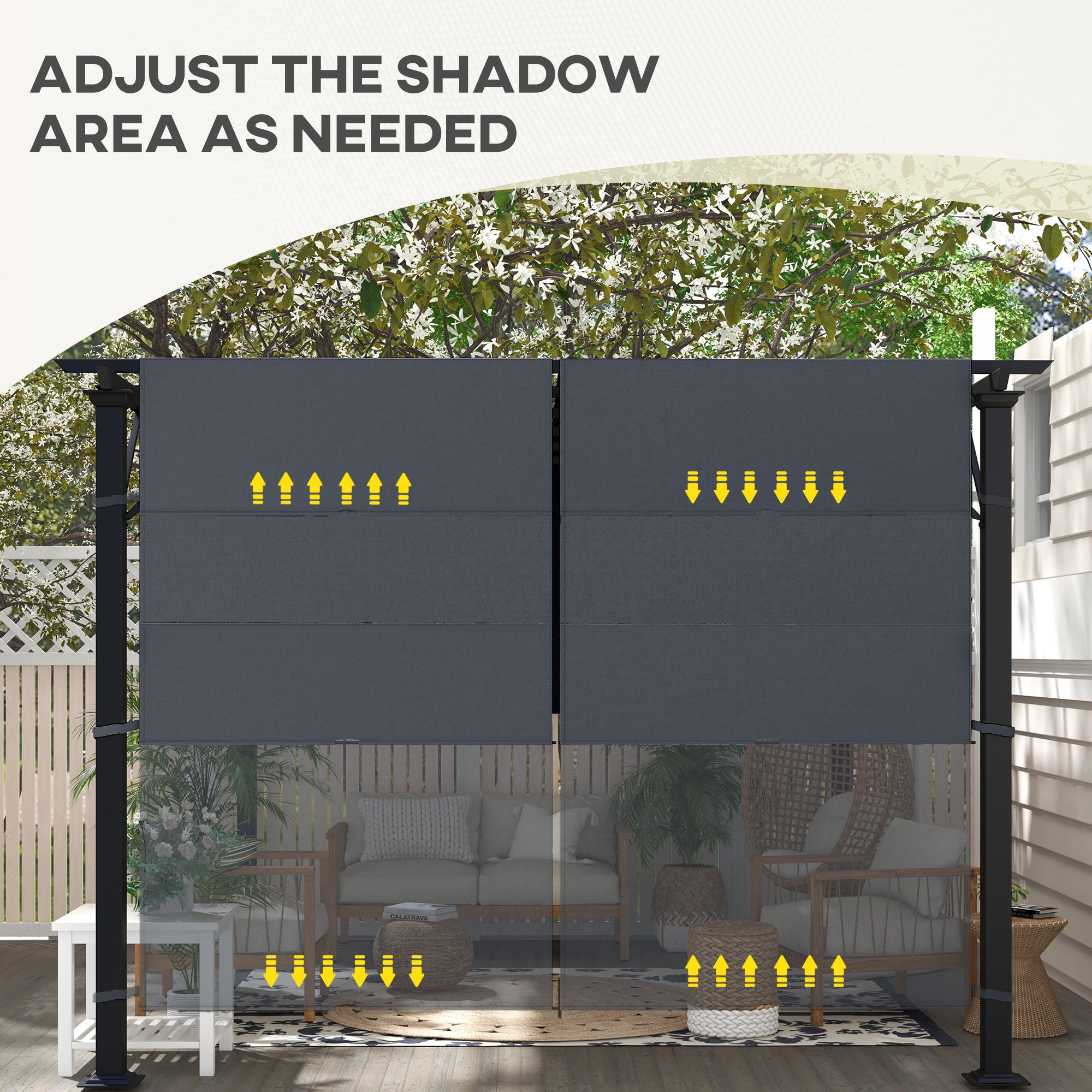 2 Pcs UV Protection Replacement Canopy for 3x3m Pergola - Dark Grey
