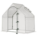 Walk-In Greenhouse with Roll-Up Door & Window Ventilation, White Steel Frame - White