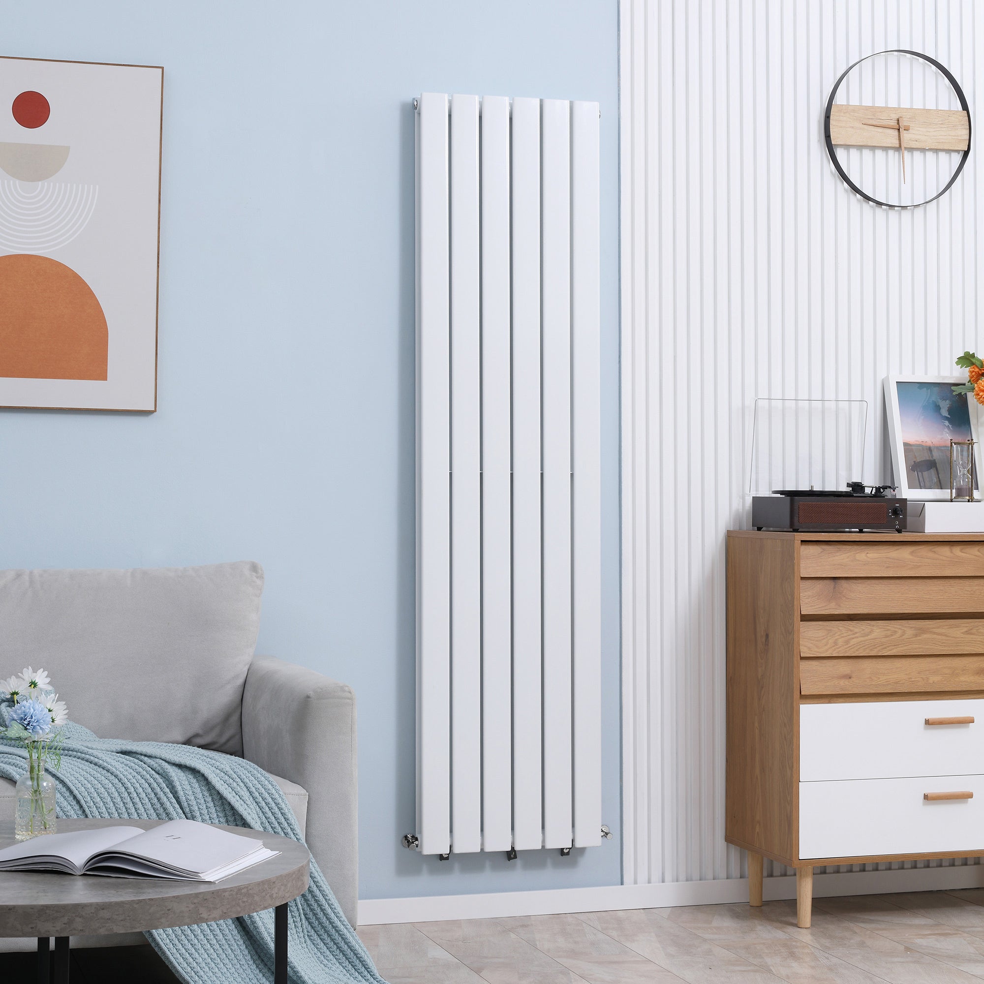 Wall-mounted Heater Water-filled Heat , Centralised Space Heater, Horizontal Designer Radiators, for Bedroom Home Office, White