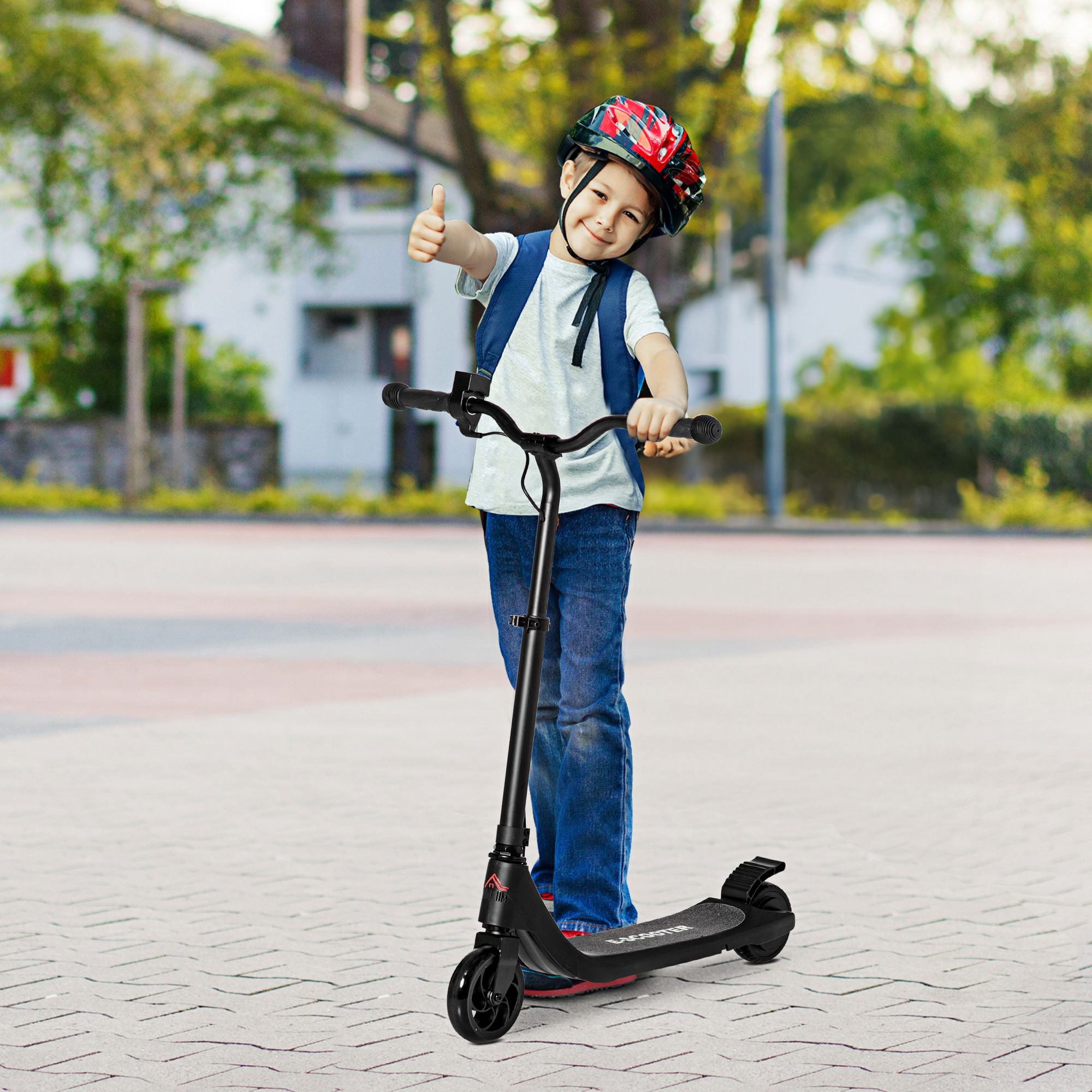 Electric Scooter, 120W Motor E-Scooter w/ Battery Display, Adjustable Height, Rear Brake for Ages 6+ Years - Black