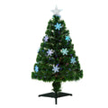 3ft Fibre Optic Christmas Tree with LED Snowflakes and Star - Green
