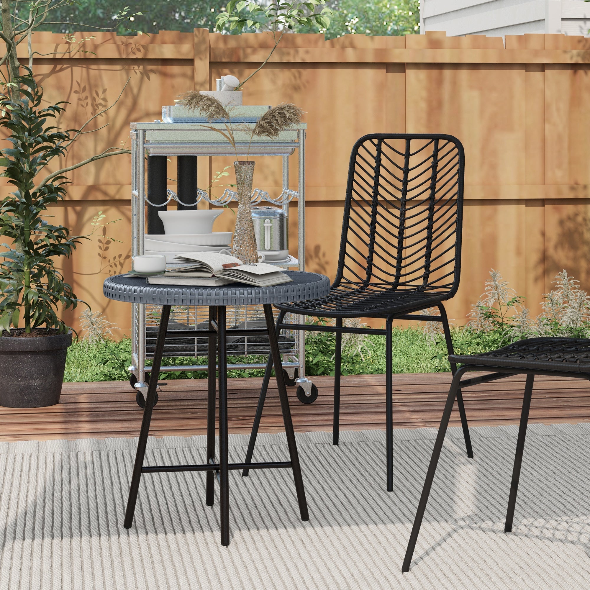 PE Rattan Side Table Grey