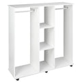 Double Mobile Open Wardrobe with Hanging Rails and Storage Shelves - White