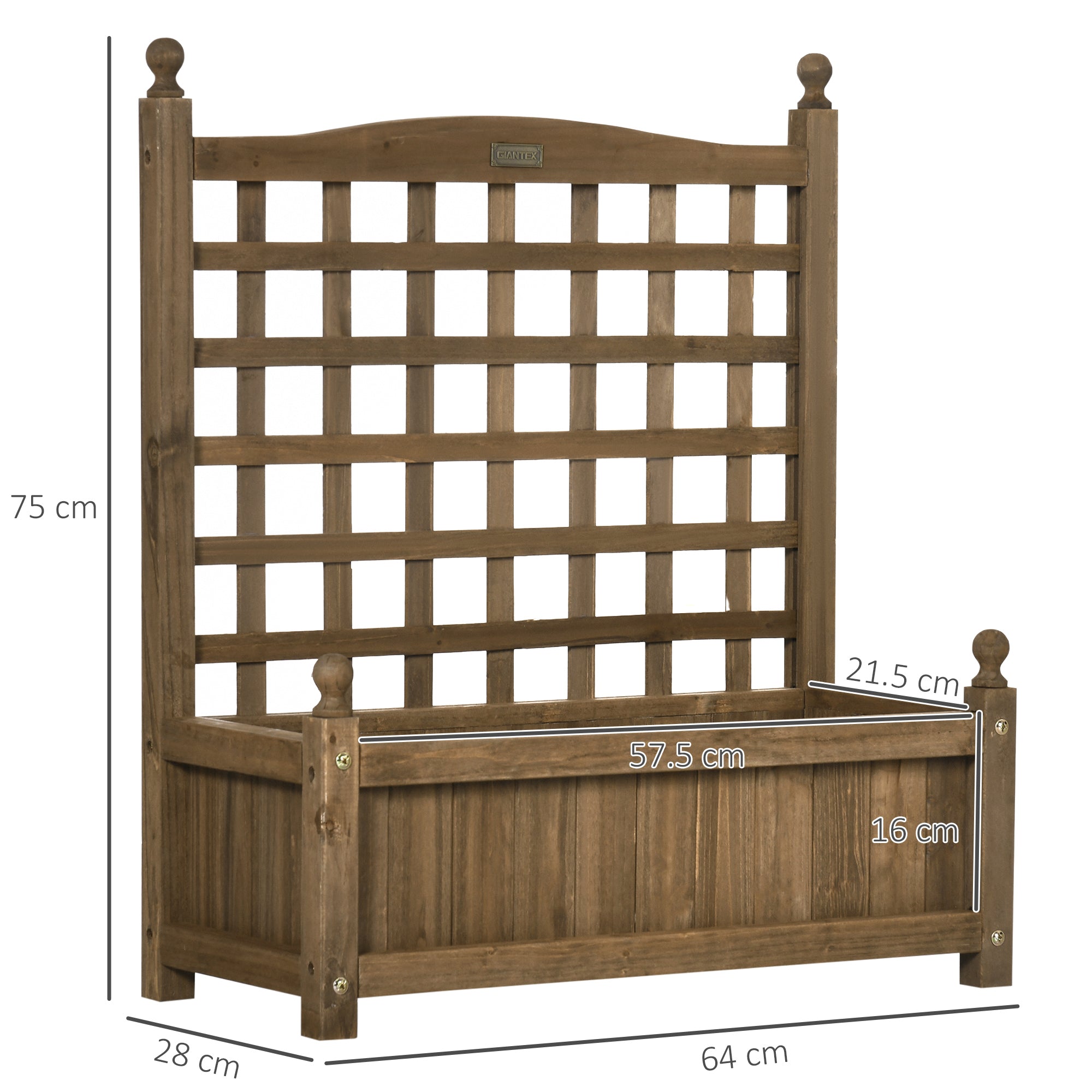 Garden Planters with Trellis for Climbing Vines, Wood Raised Beds for Garden, Flower Pot, Indoor Outdoor, Brown