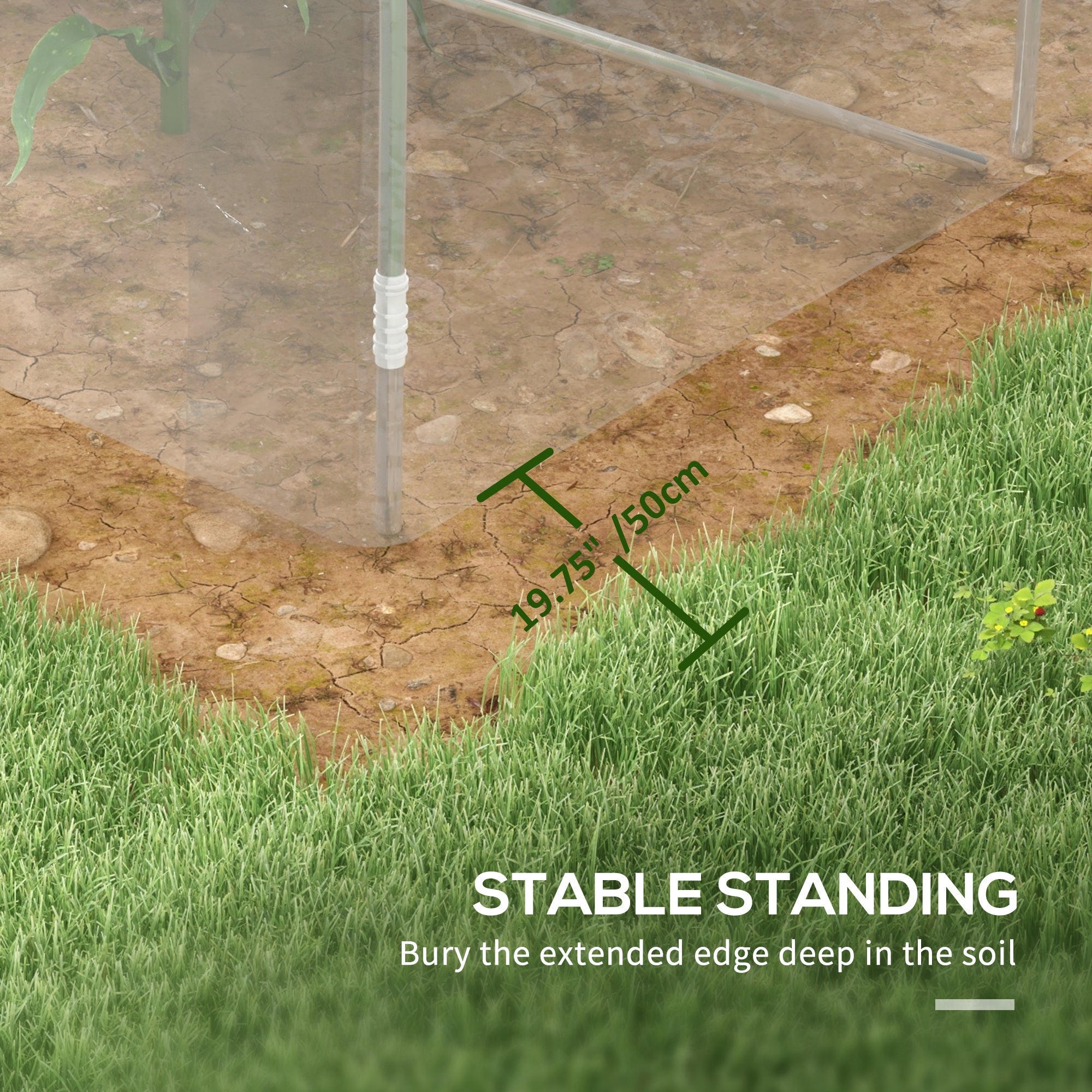 Polytunnel Greenhouse Walk-in Grow House with PE Cover, Door and Galvanised Steel Frame, 4 x 3 x 2m, Clear