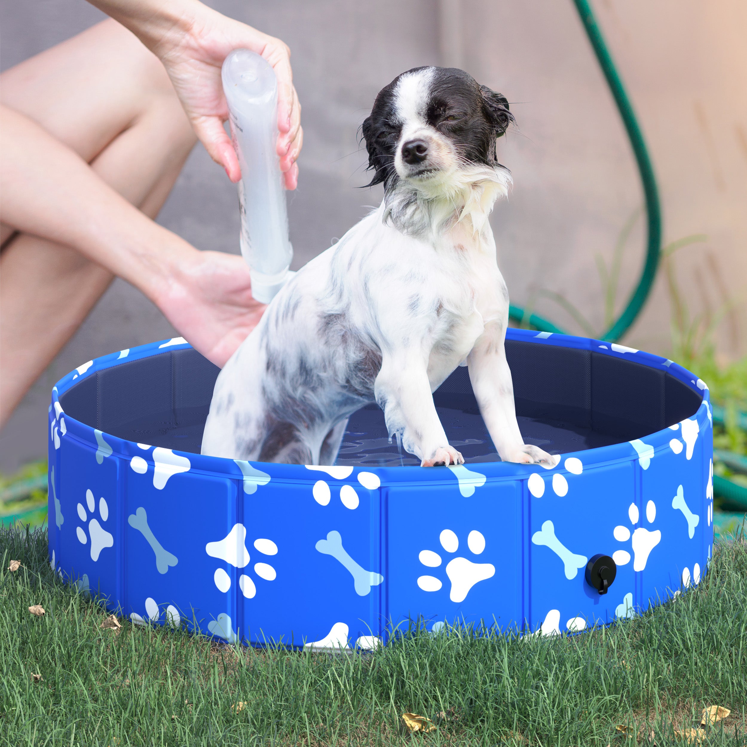 Dog Swimming Pool Foldable Pet Bathing Shower Tub Padding Pool Dog Cat Puppy Washer Indoor/Outdoor ?80 x 20H cm XS Sized