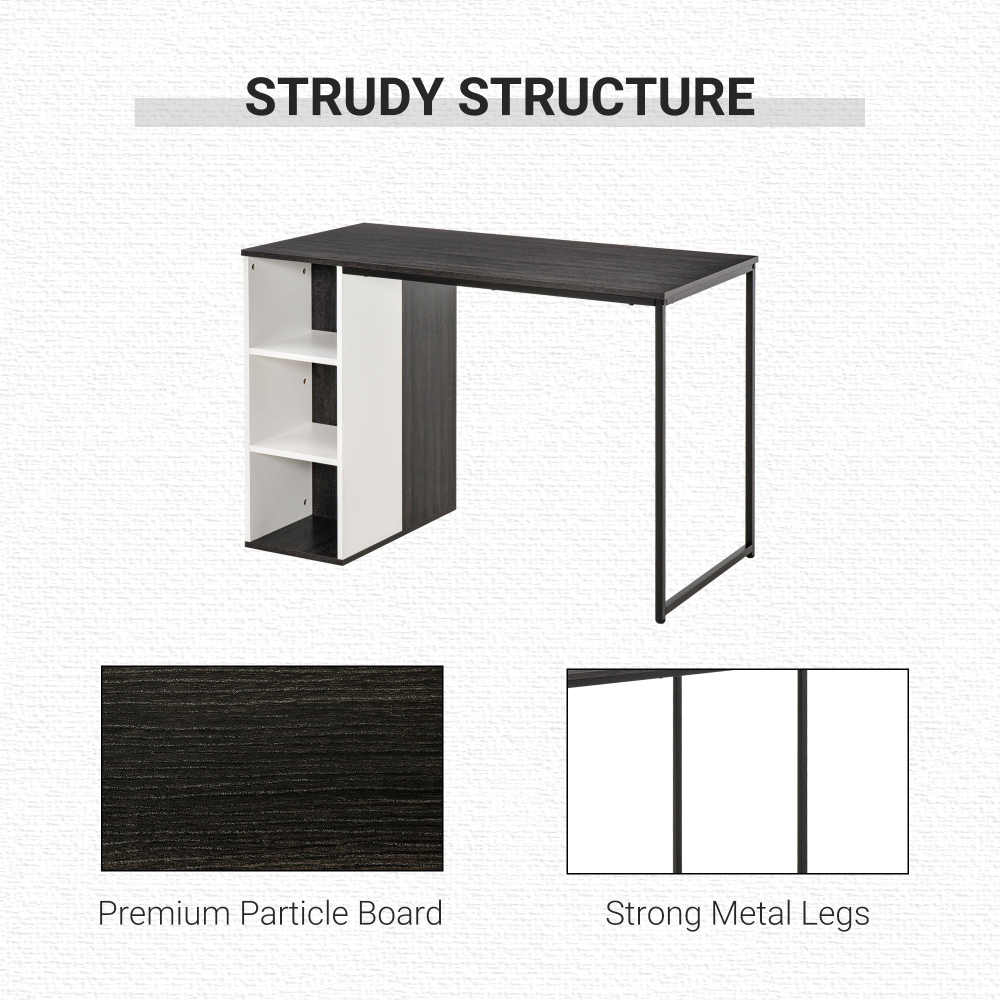 Home Office Computer Desk with Storage Shelves Study Writing Table Workstation, Grey