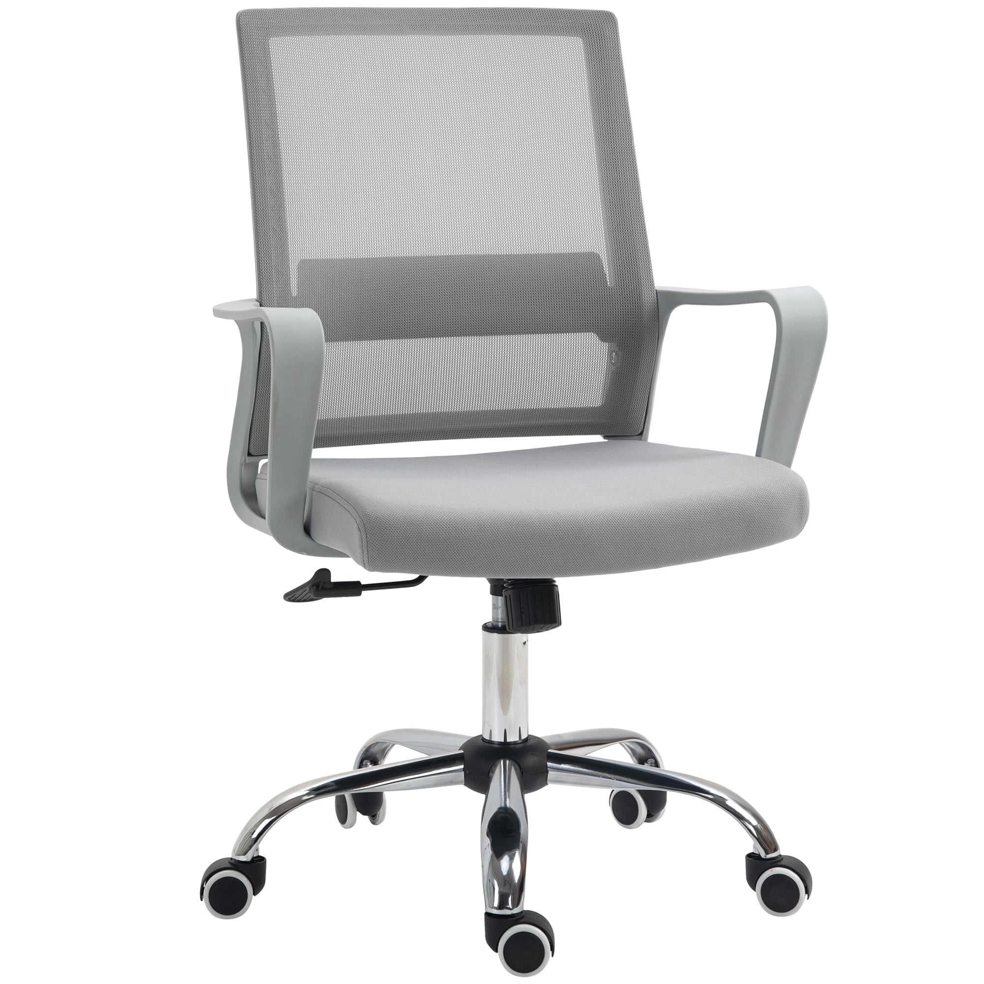 Ergonomic Desk Chair Mesh Office Chair with Adjustable Height Armrest and 360° Swivel Castor Wheels Grey