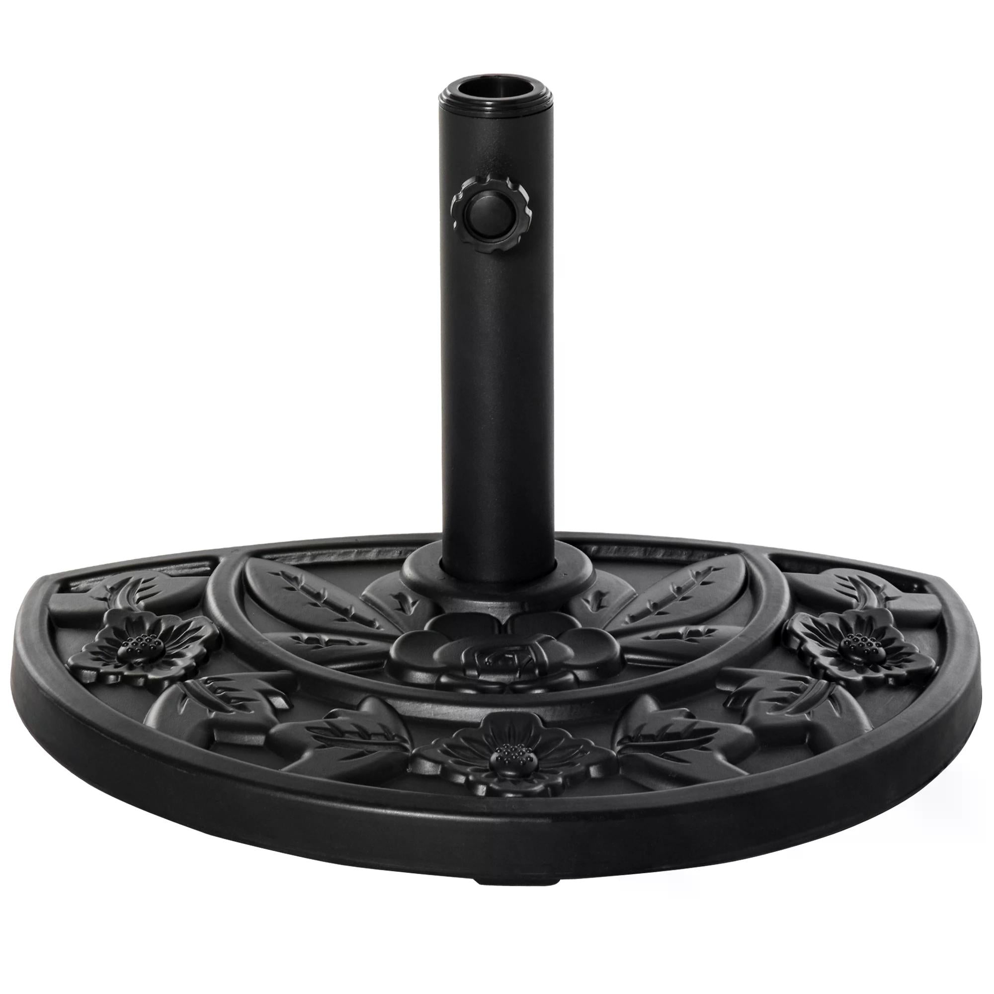 Half Round Parasol Base Weighted Umbrella Holder Stand Balcony Black