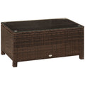 Rattan Garden Coffee Table with Tempered Glass 85x50x39 cm - Mixed Brown