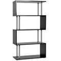 S Shape Wooden Bookcase Storage Display Unit 5-Tier - Black