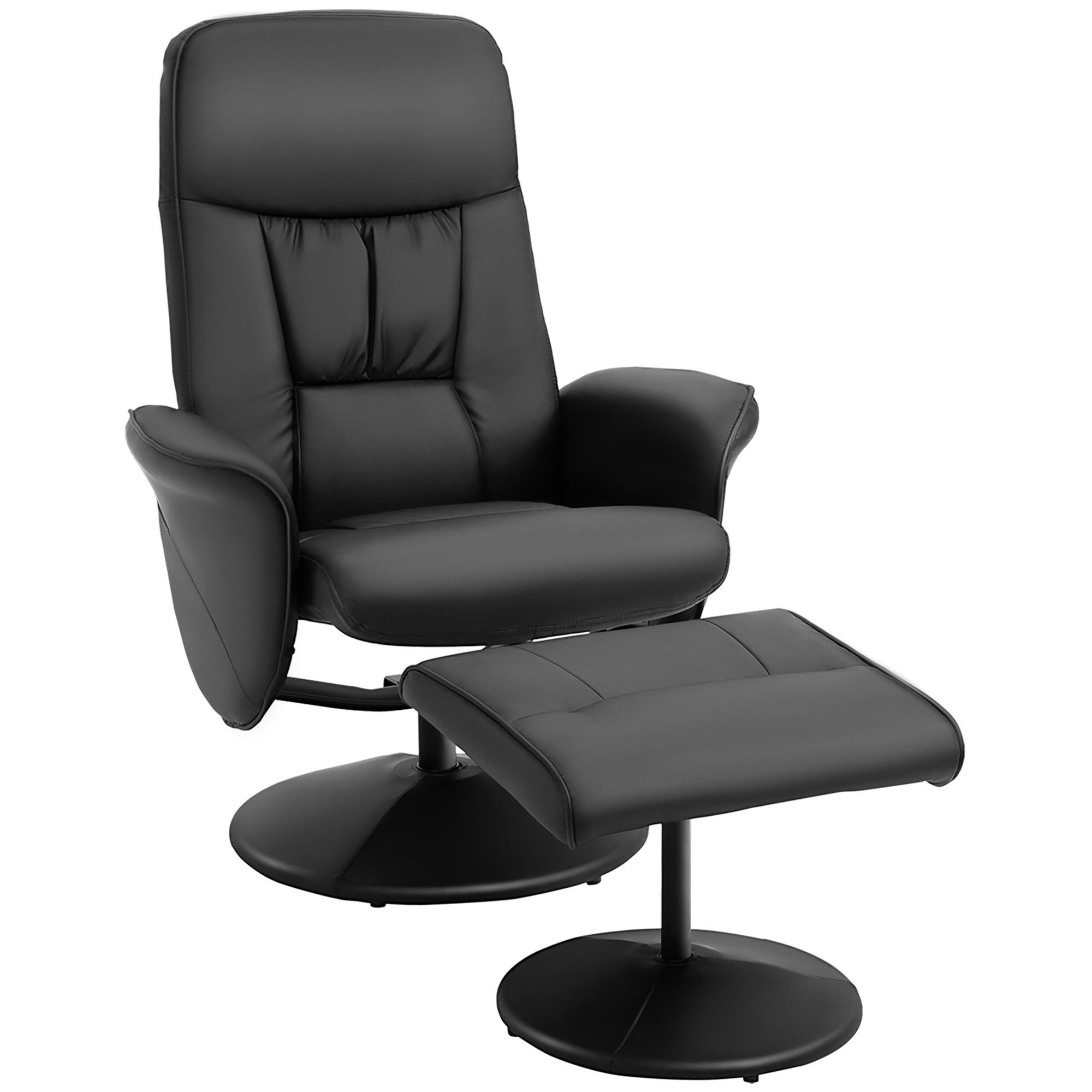 Executive Recliner Chair High Back and Footstool Armchair Lounge Seat Black