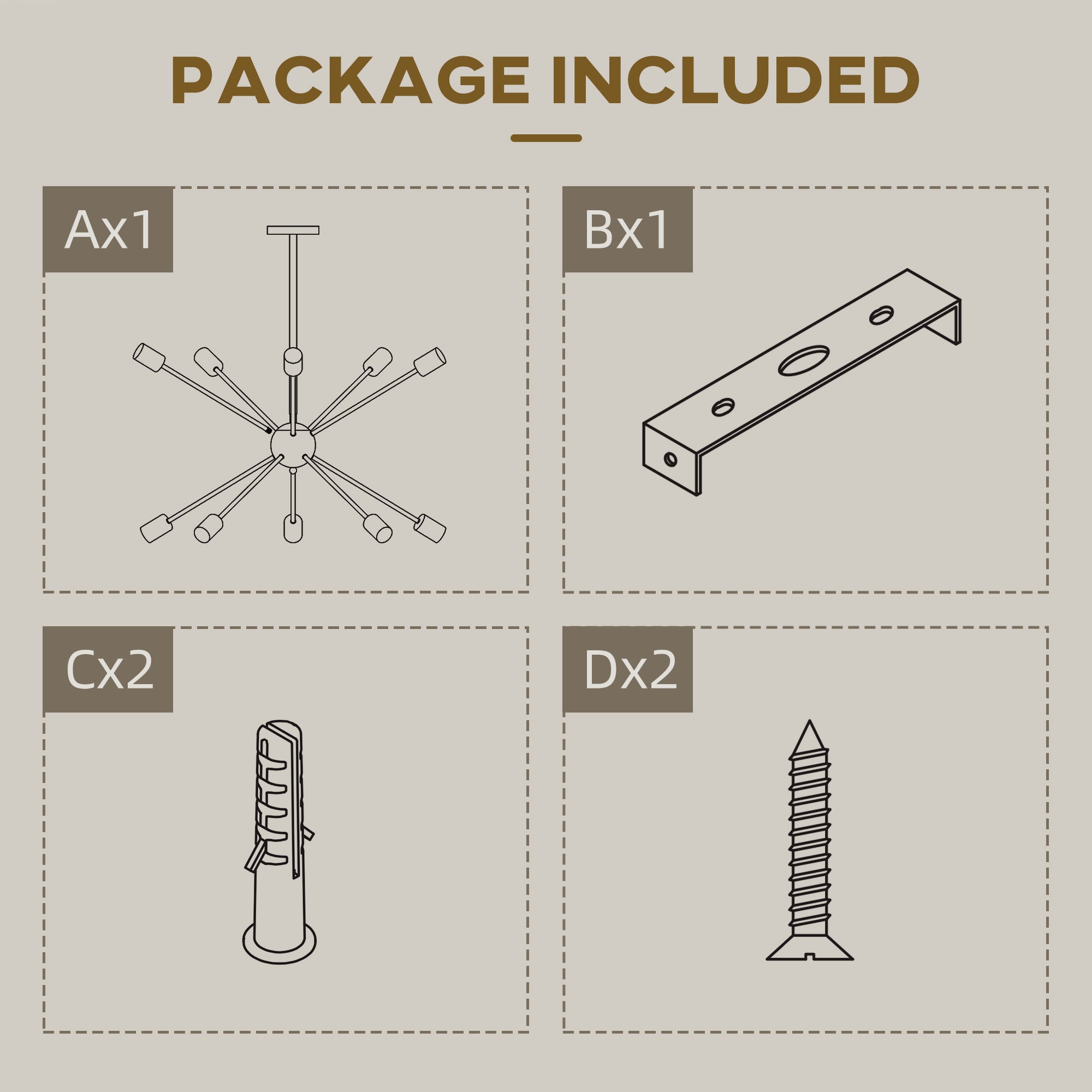 Modern Sputnik Ceiling Lights, 10-Light Chandelier for Bedroom Living Room with E27 Base, 65x65x78.5cm, Gold Tone