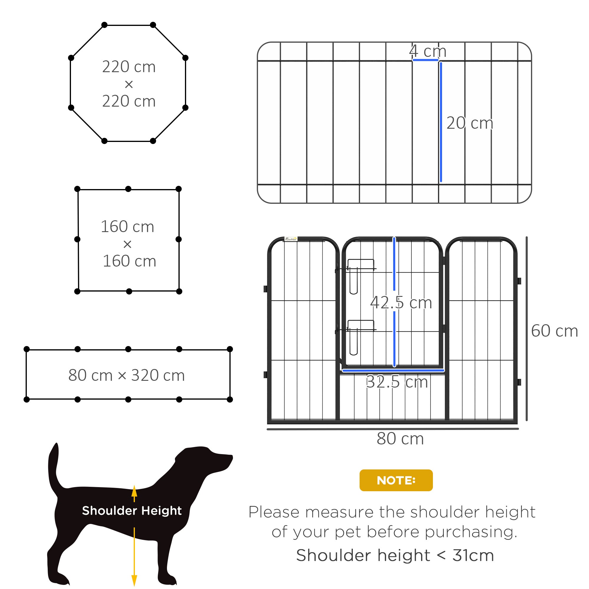 Steel 8 Panel Dog pen Pet Puppy PlayPen Black