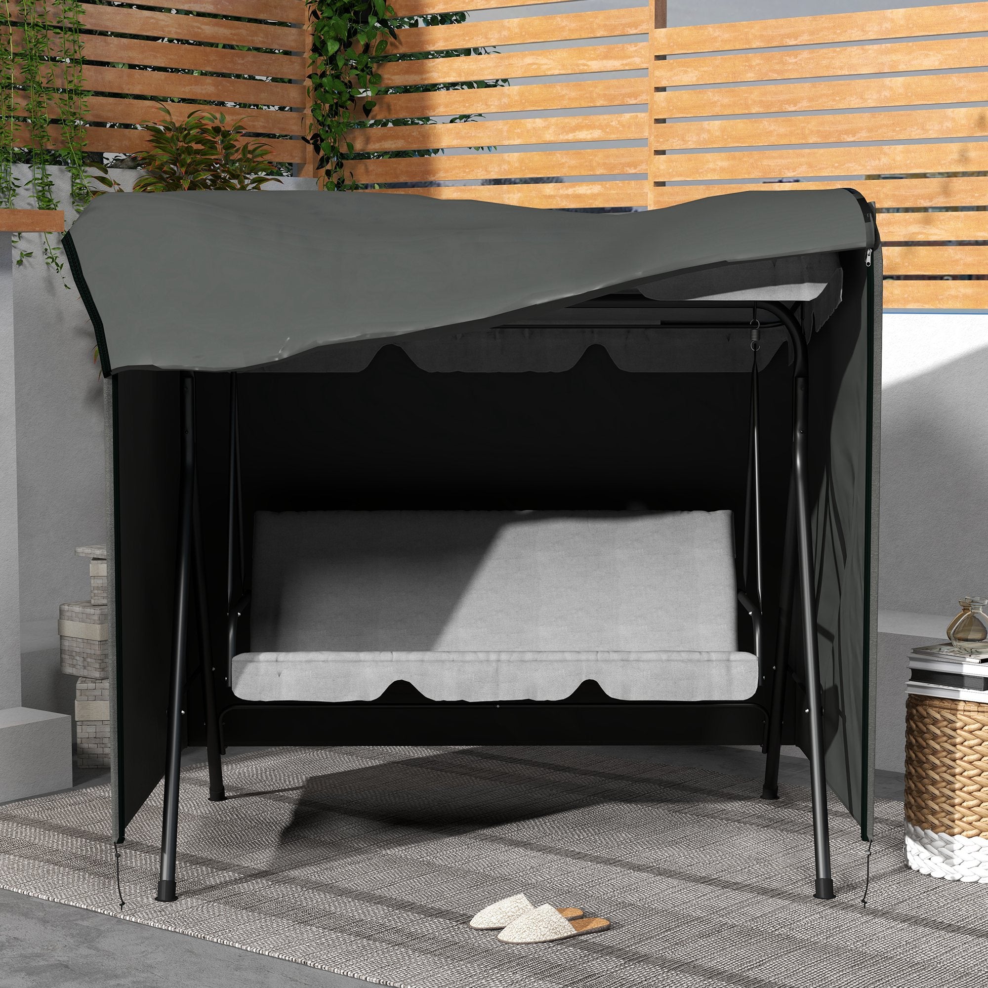 600D Oxford Patio Swing Chair Cover Outdoor Garden Furniture Rain Protection Protector Waterproof Anti-UV Dark Grey 177L x 114W x 152H cm