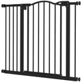 Adjustable 74-94cm Metal Pet Gate Safety Barrier with Auto-Close Door - Black