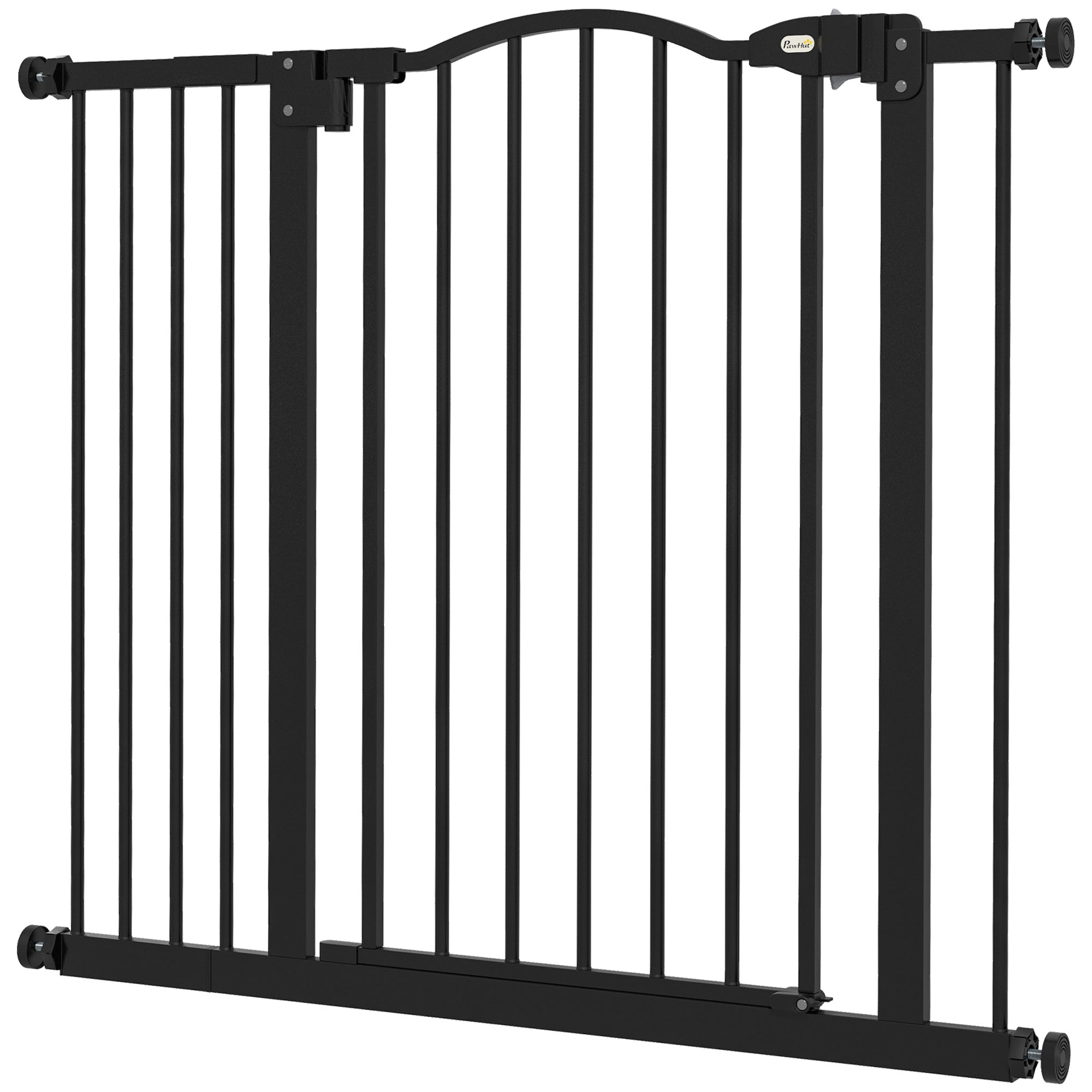 Metal 74-94cm Adjustable Pet Gate Safety Barrier w/ Auto-Close Door Black