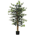 Artificial Ficus Tree 130cm Tall with Lifelike Leaves in Pot - Green