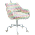 Unicorn Height Adjustable Fluffy Office Desk Chair with Armrests and Swivel Wheels - Colourful