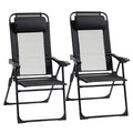 Set of 2 Portable Folding Recliner Chaise Lounge Chairs with Adjustable 5-Position Backrest - Black