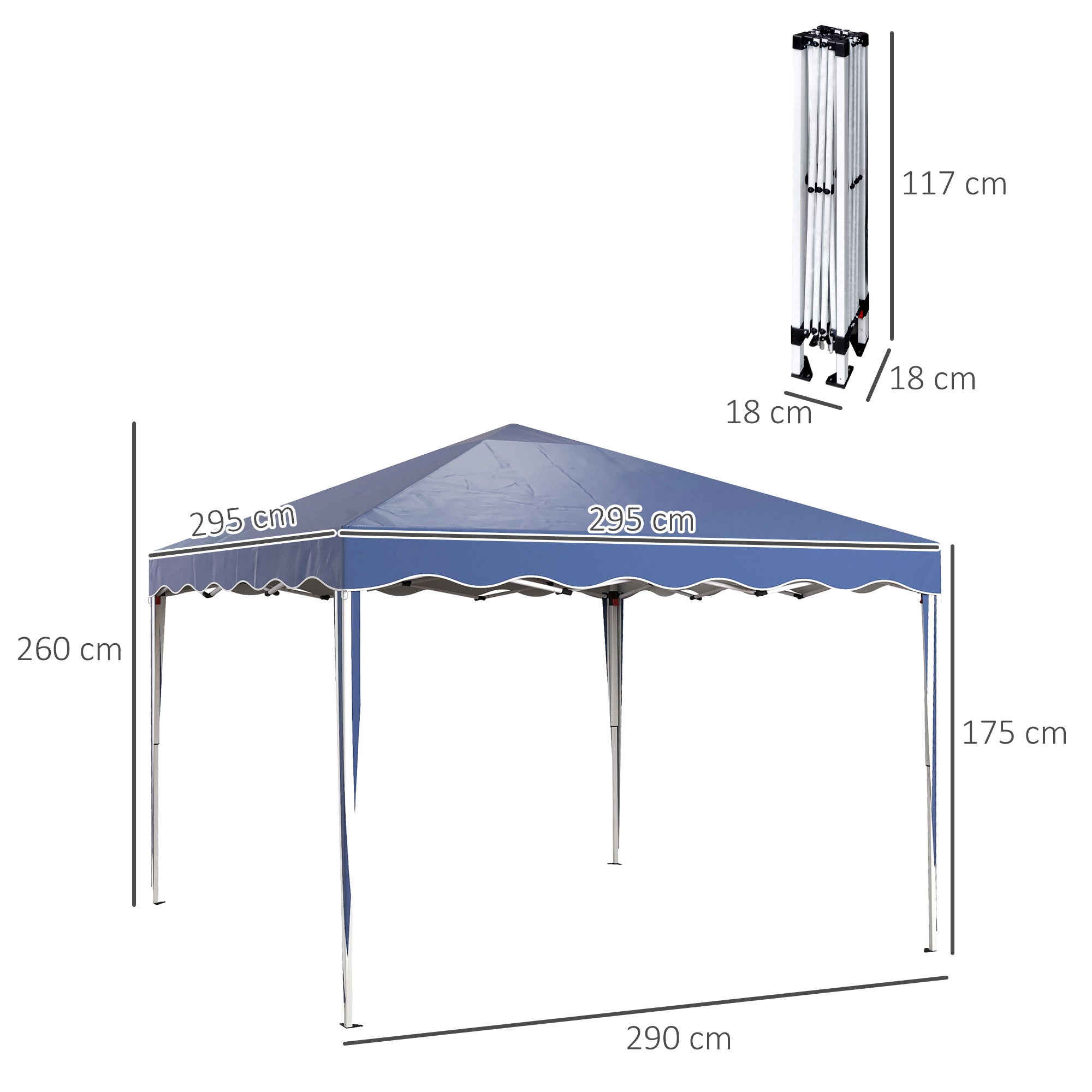 3 x 3m Pop Up Gazebo Set - Adjustable Steel Frame Outdoor Tent