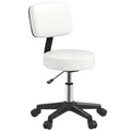Beautician's Adjustable Swivel Salon Chair with Padded Seat and Back, 5 Wheels - White