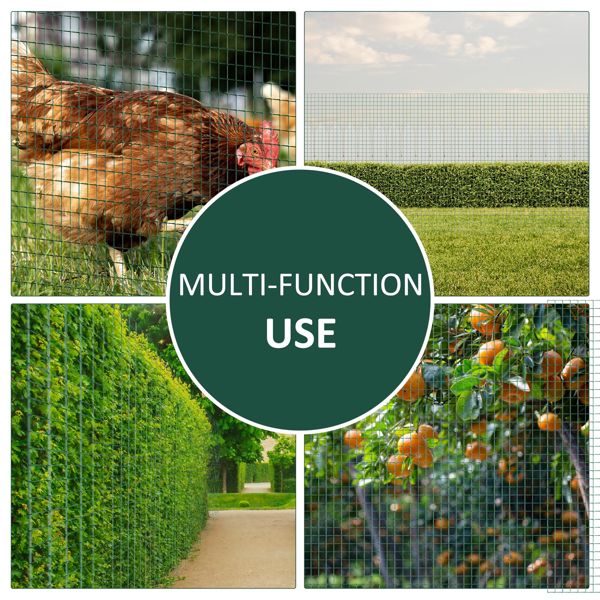 PVC Coated Welded Wire Mesh Fencing Chicken Poultry Aviary Fence Run Hutch Pet Rabbit 30m Dark Green