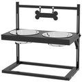 Adjustable Height Elevated Dog Bowls with Stand for Small Medium Large Dogs - Black
