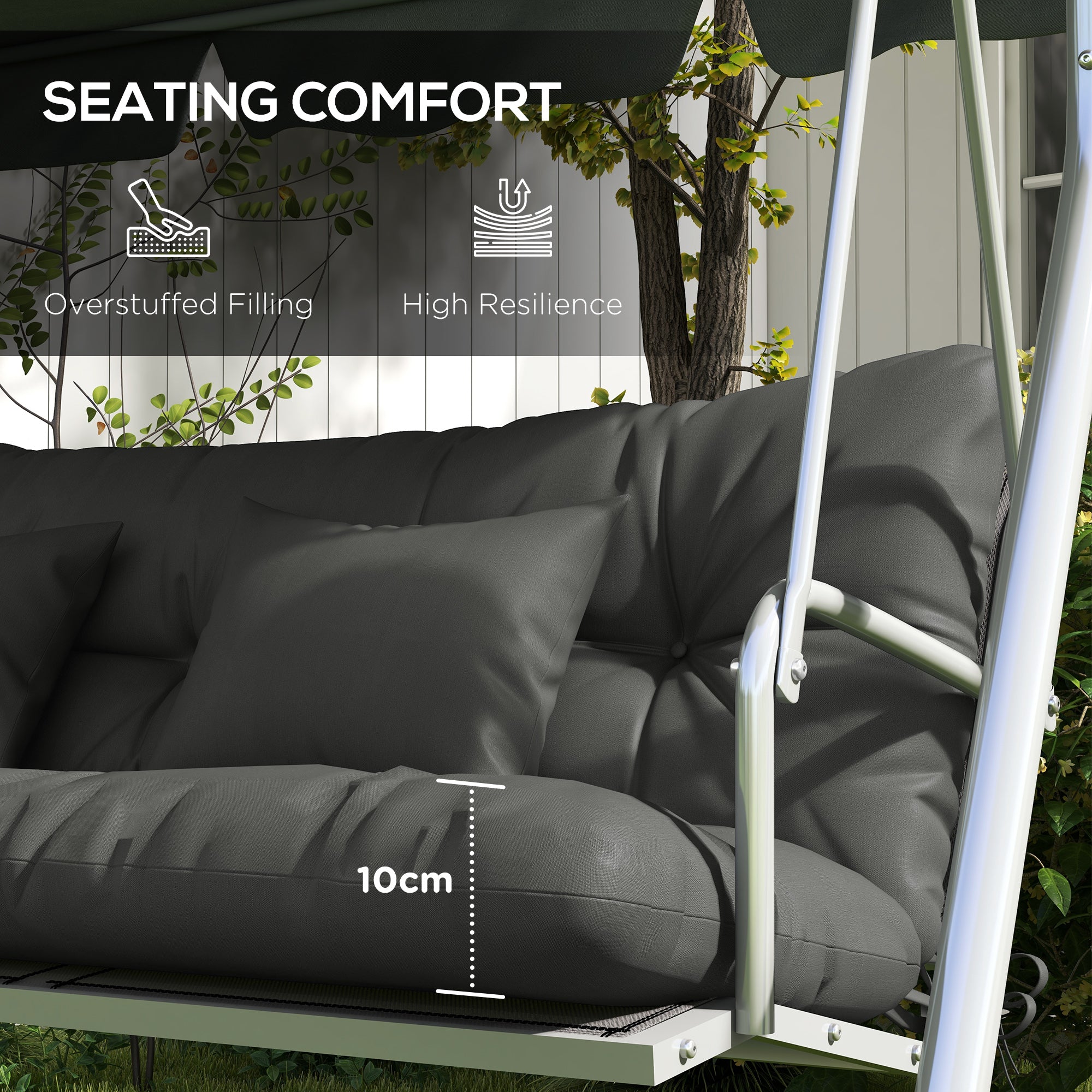 4-Piece Back and Seat Cushion Replacement with 2 Pillows, Patio Chair Cushions Set with Ties, Light Grey