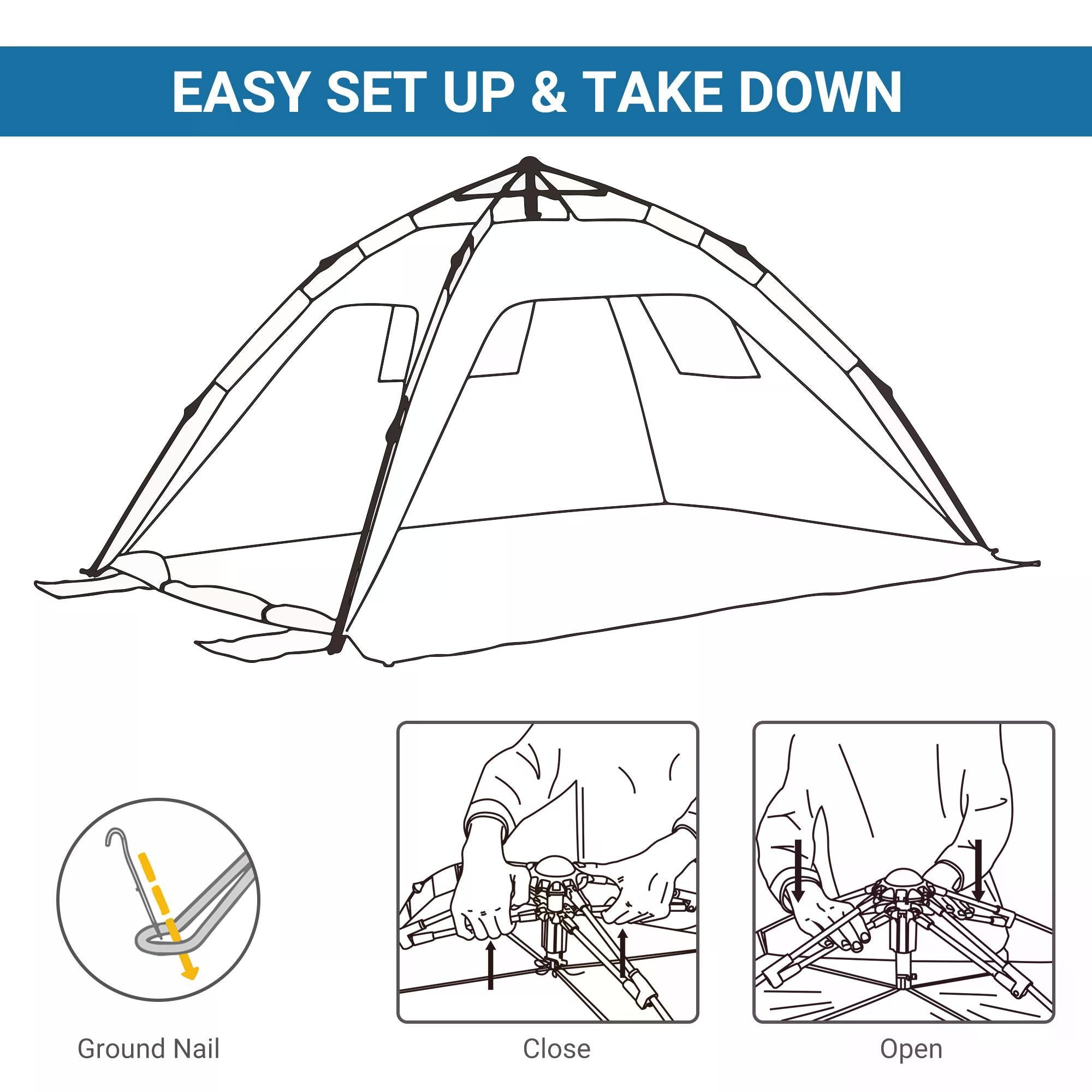 Pop-up Beach Tent Sun Shade Shelter for 1-2 Person UV Protection Waterproof with Ventilating Mesh Windows Carrying Bag