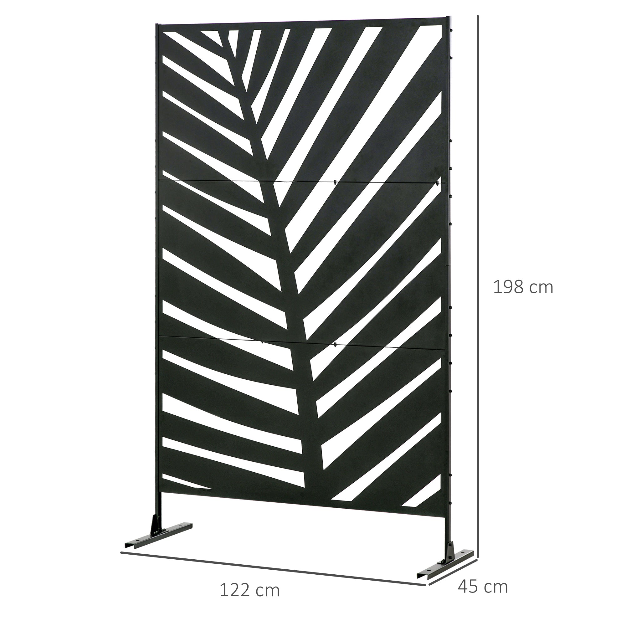 6.5 Foot Metal Privacy Screen with Stand and Ground Stakes - Black