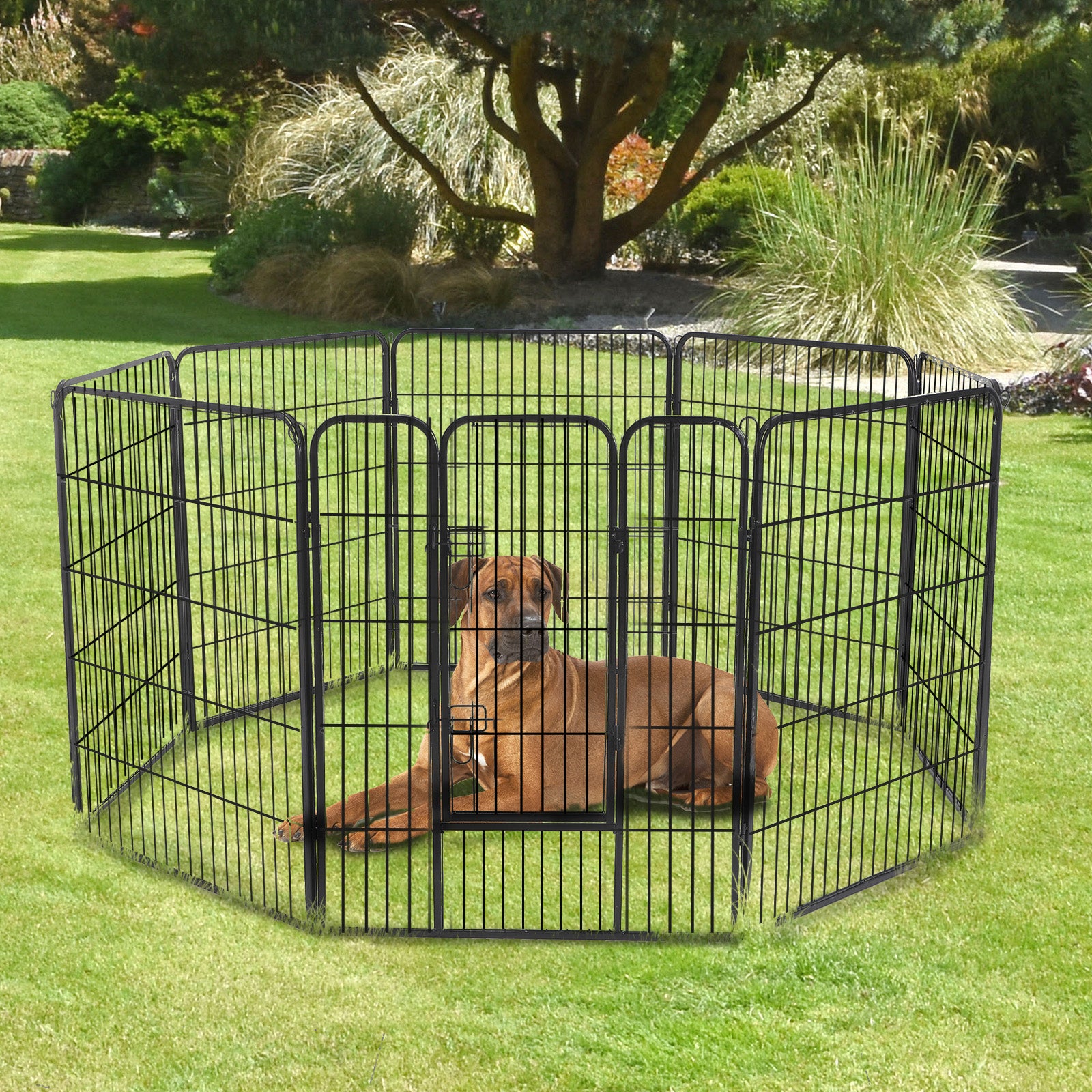 Heavy Duty Dog Pet Puppy Metal Playpen Play Pen Rabbit Pig Hutch Run Enclosure Foldable Black 80 x 60 cm (Small)