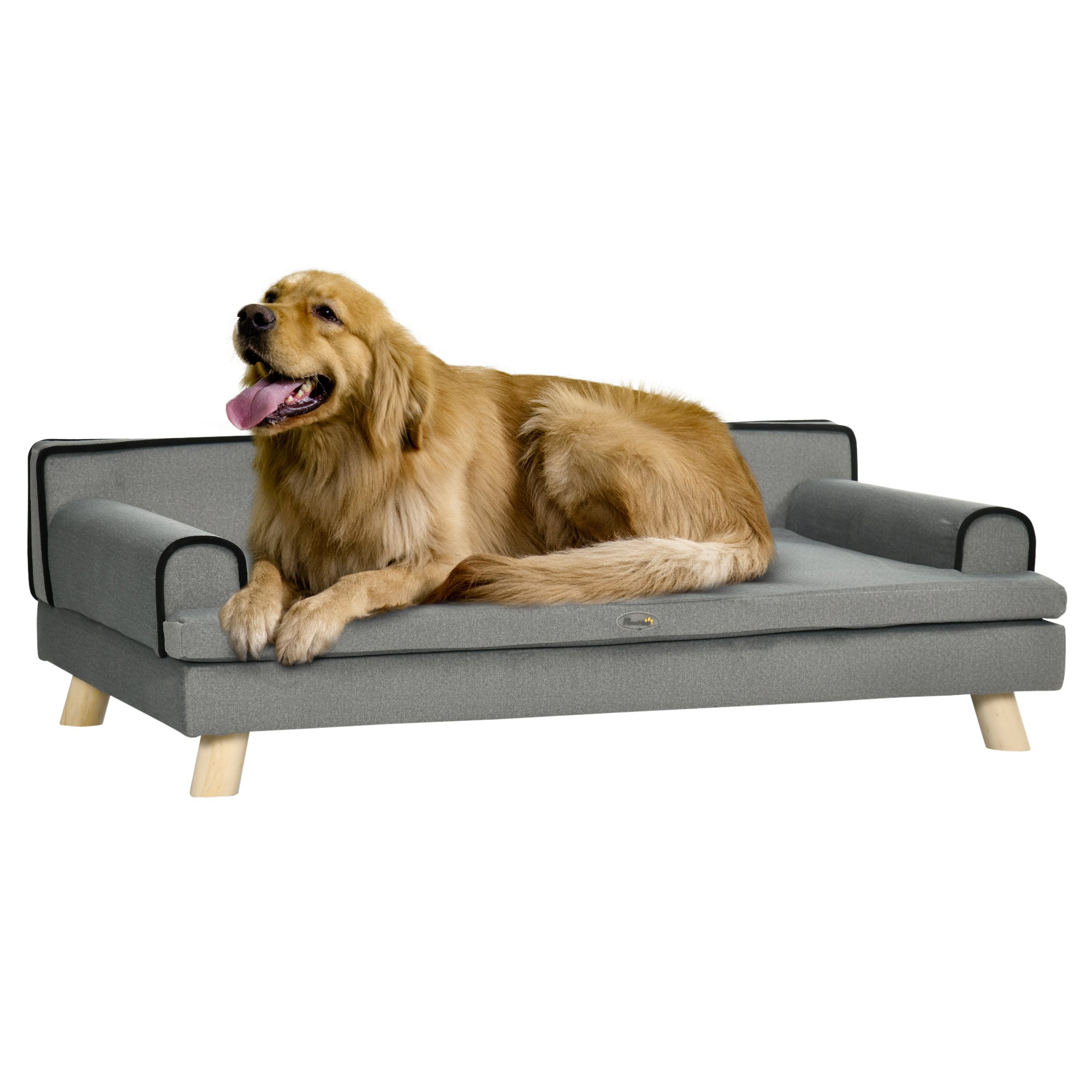 Dog Sofa with Legs Water-resistant Fabric, Pet Chair Bed for Large, Medium Dogs, Grey, 100 x 62 x 32 cm