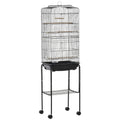 Bird Cage with Stand, Wheels, Slide-Out Tray & Storage Shelf for Budgie, Finch, Canary, Parakeet - Black 36x46.5x157 cm